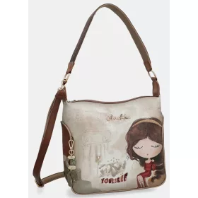   Anekke Muse konyakbarna-krém női válltáska, oldaltáska 28 x 28 x 12 cm