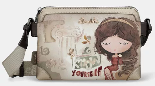 Anekke Muse 3 rekeszes női bézs oldaltáska, crossbody 25 x 17 x 8 cm