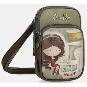   Anekke Muse khaki-barna női oldaltáska, crossbody 12 x 19 x 5 cm