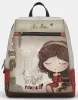 Anekke Muse bézs-piros női hátizsák, hátitáska 33 x 30 x 10 cm