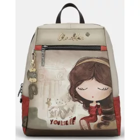   Anekke Muse bézs-piros női hátizsák, hátitáska 33 x 30 x 10 cm