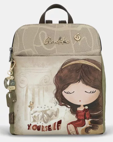 Anekke Muse khaki-bézs női hátizsák, hátitáska 31 x 26 x 12 cm