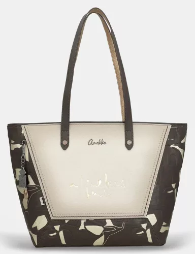 Anekke Bloom sötétbarna-bézs női válltáska, shopper 47 x 30 x 15 cm