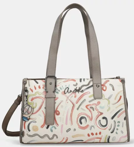 Anekke Olympia bézs-multikolor női válltáska, crossbody 39 x 23 x 10 cm
