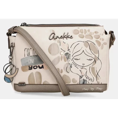 Anekke Olympia bézs-mogyoróbarna női válltáska, crossbody 31 x 20 x 12 cm