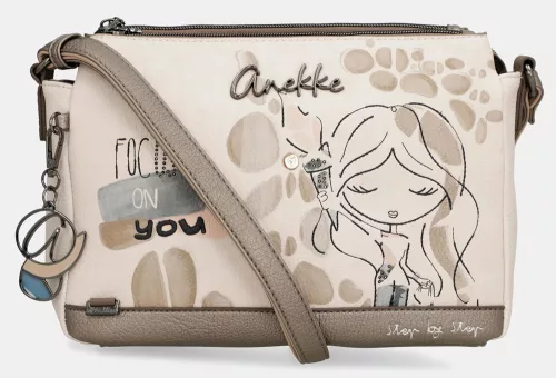 Anekke Olympia bézs-mogyoróbarna női válltáska, crossbody 31 x 20 x 12 cm