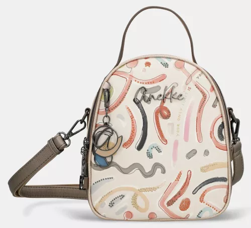 Anekke Olympia bézs-multikolor női hátizsák, hátitáska 23 x 21 x 10 cm