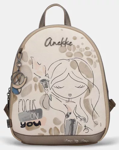 Anekke Olympia bézs-mogyoróbarna női hátizsák, hátitáska 30 x 26 x 10 cm