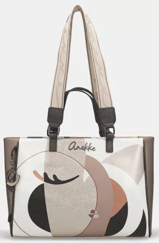 Anekke Eikon dupla pántos bézs női kézitáska, válltáska 40 x 26 x 13 cm