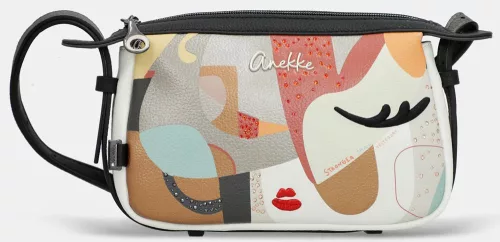 Anekke Eikon fekete-fehér válltáska, crossbody 24 x 16 x 4 cm