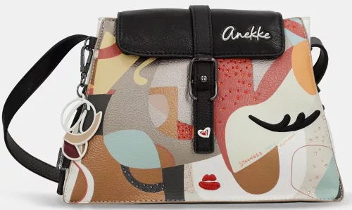 Anekke Eikon fekete-fehér válltáska, crossbody 27 x 18 x 8 cm