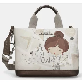   Anekke Sophia krém-mogyoró női kézitáska vállpánttal 35 x 25 x 15 cm