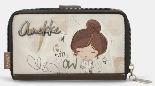 Anekke Sophia bézs-barna női pénztárca RFID 16 x 10 x 4 cm