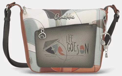 Anekke Auralis krém-szürke női oldaltáska, crossbody 31 x 24 x 9 cm