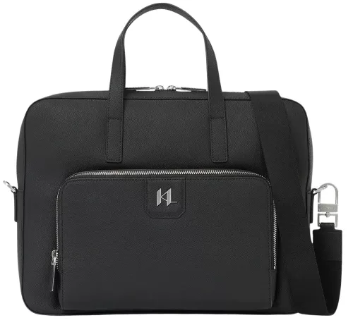 Karl Lagerfeld fekete valódi bőr aktatáska, laptoptáska 29 X 37 cm