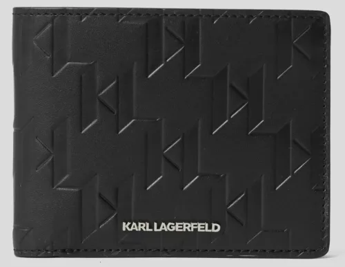 Karl Lagerfeld dombornyomott fekete férfi bőr pénztárca