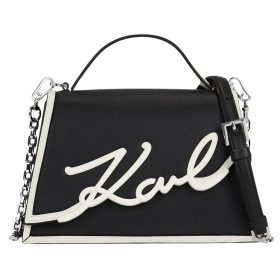 Karl Lagerfeld fehér-fekete női bőr kézitáska, crossbody