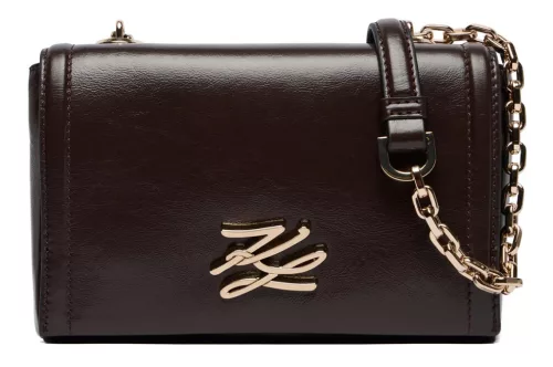 Karl Lagerfeld sötétbarna valódi bőr női oldaltáska, válltáska