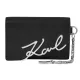 Karl Lagerfeld fekete női valódi bőr rögzítő láncos kártyatartó 10,5 x 7 cm