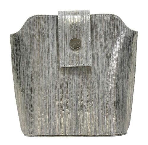 Ága Hengl Hanga ezüst női bőr táska 19 x 21 cm.
