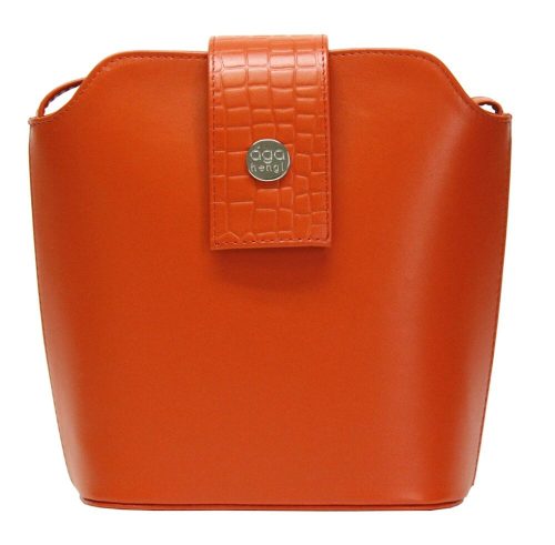 Ága Hengl Hanga narancs színű női krokibőr táska 19 x 21 cm.