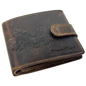   GreenDeed átfogópántos bőr pénztárca vadász kutya mintával 12 × 9,5 cm