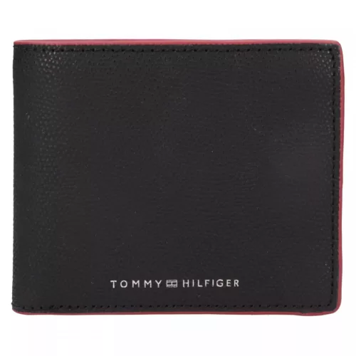 Tommy Hilfiger fekete bőr pénztárca, férfi 12 x 10 cm