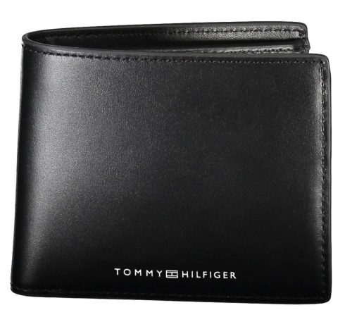 Tommy Hilfiger fekete bőr pénztárca, férfi 12 x 10 cm