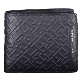   Tommy Hilfiger sötétkék dombornyomott bőr pénztárca 12 x 10 cm