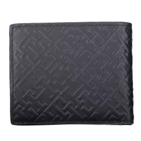   Tommy Hilfiger sötétkék dombornyomott bőr pénztárca 12 x 10 cm