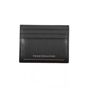   Tommy Hilfiger fekete férfi bőr pénztárca, kártyatartó 10 x 8 x 1 cm