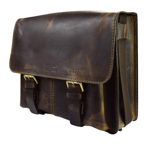 Napoli pull-up koptatott hatású bőr oldaltáska, messenger táska 36,5 x 30,5 x 15,5 cm