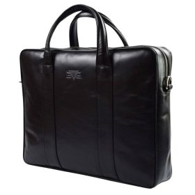   Blázek & Anni uniszex fekete bőr laptoptáska, aktatáska 40 x 29 x 9 cm.