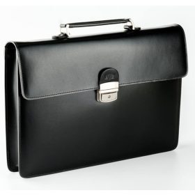   Blázek & Anni selyemfényű fekete férfi bőr aktatáska, irattáska 38 x 26 cm