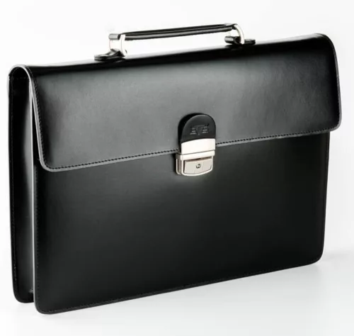 Blázek & Anni selyemfényű fekete férfi bőr aktatáska, irattáska 38 x 26 cm