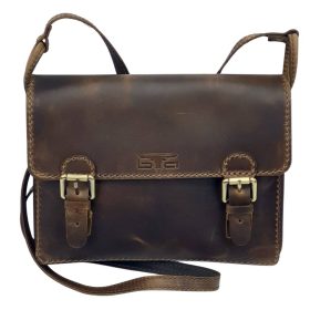   Blázek & Anni mini dupla csatos pull-up bőr válltáska, aktatáska 28 x 21 cm