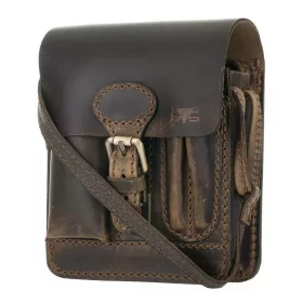   Blázek & Anni zsebes koptatott hatású kisméretű pull-up bőr oldaltáska 19 x 16 cm