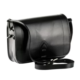   Blázek & Anni nagyméretű fekete bőr vadásztáska 32 x 20 cm