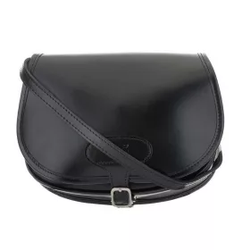   Blázek & Anni kisméretű fekete bőr vadász táska, bőr válltáska 24 x 18 cm