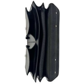   Blázek & Anni kétzsebes dupla rekeszes fekete bőr férfi aktatáska 38 x 26 cm