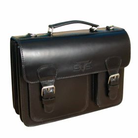   Blázek & Anni aszimmetrikus tripla rekeszes fekete férfi bőr aktatáska 36 x 26 cm