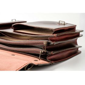   Blázek & Anni aszimmetrikus tripla rekeszes fekete férfi bőr aktatáska 36 x 26 cm