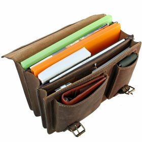   Blázek & Anni asszimetrikus tripla férfi bivalybőr aktatáska 36 x 26 cm