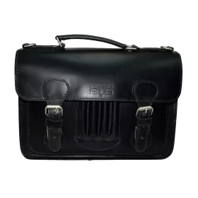   Blázek & Anni tolltartós mini fekete női bőr aktatáska 33 x 23,5 cm