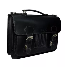   Blázek & Anni tolltartós mini fekete női bőr aktatáska 33 x 23,5 cm