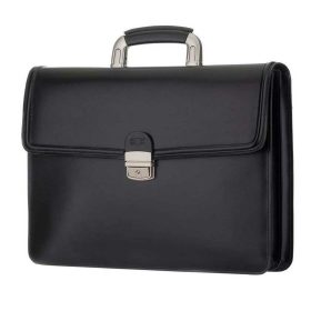   Blázek & Anni merev fogós dupla rekeszes fekete férfi bőr aktatáska 40 x 29,5 cm