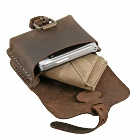 Blázek & Anni fekvő mini fekete bőr övtáska 12 x 9 cm