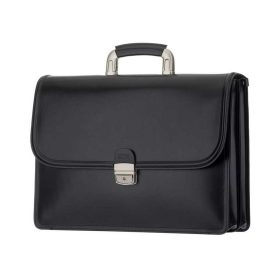   Blázek & Anni merevfogantyús fekete férfi dupla bőr aktatáska 42 x 33 cm
