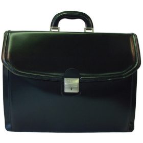   Blázek & Anni fekete színű tripla rekeszes, elöl zsebes férfi bőr aktatáska 42,5 x 32,5 cm