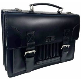   Blázek & Anni sarokdíszes férfi fekete bőr aktatáska 38,5 x 25,5 cm